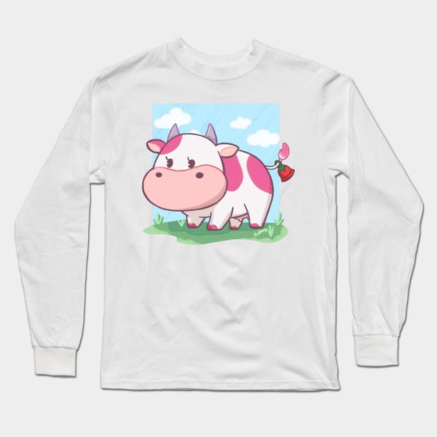 Strawberry Cow Long Sleeve T-Shirt by Art By Ridley